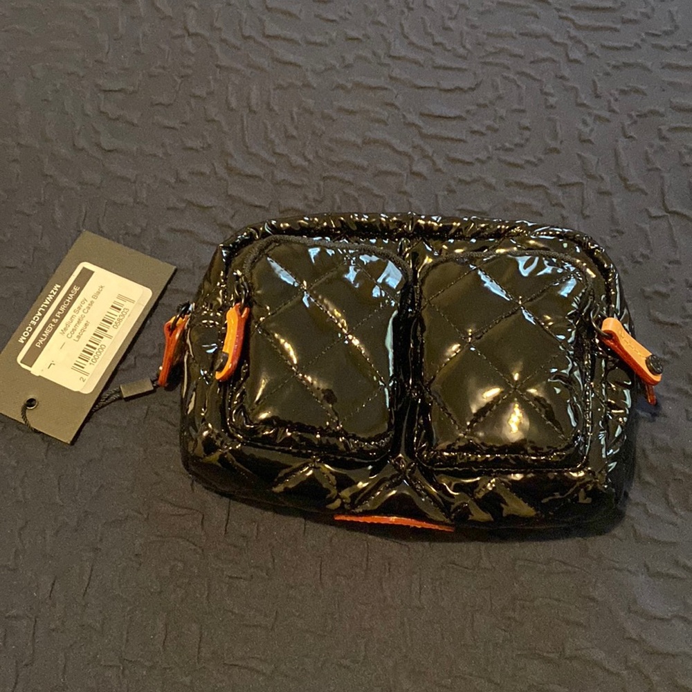 MZ Wallace Medium Savoy Cosmetic Case Black Lacquer